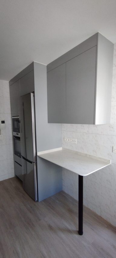 MOSTRADOR EN COCINA COLOR ACERO